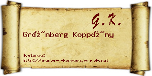 Grünberg Koppány névjegykártya